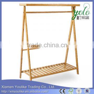 Simple style clothes racks and stands Bamboo Clothes Drying Hanger Stand