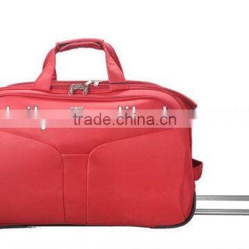 Stylish red trolley holdall made from durable fabric,red trolley bag,case