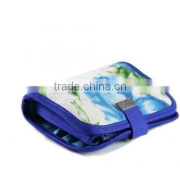 small size functional wallets with various personal care tools: manicure kits, makeup brushes and mirror