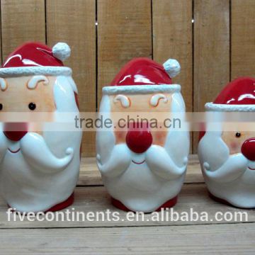 Ceramic Dolomite Christmas Santa Cookie Canisters