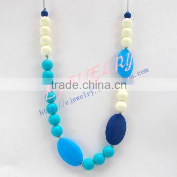 big flat shell silicone teething beads necklace Top quality teething baby necklace breakaway claspsstatement necklace TN064