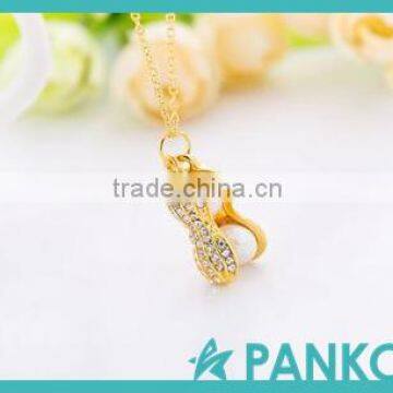 Top Quality Fashionable Double Pearl Peanut Necklace Pendant 925 Sterling Silver