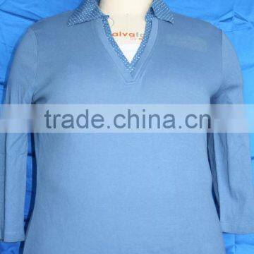 Woven V neck long sleeve women model blouse for uniform