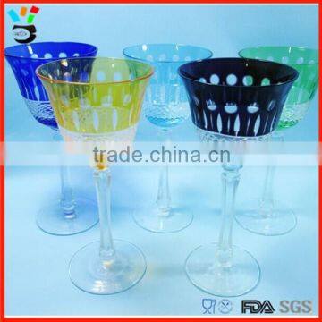 Royal glass cup colourful hand made glass crafts retro wine glass