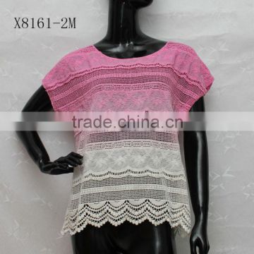 women printing tie dye decorative lace t shirt design