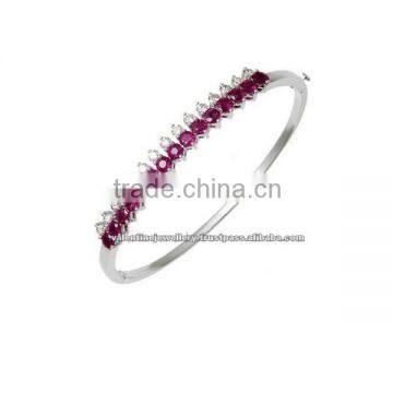 Brilliant Diamond Ruby Half Bangle Bracelet