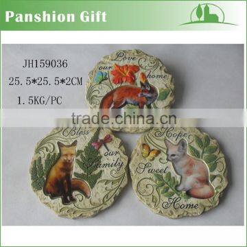 Garden lawn stepping stone with fox pattern