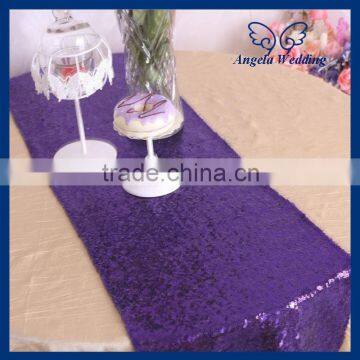 RU017D Nice glitter beaded metallic sequence eggplant purple sequin table runner