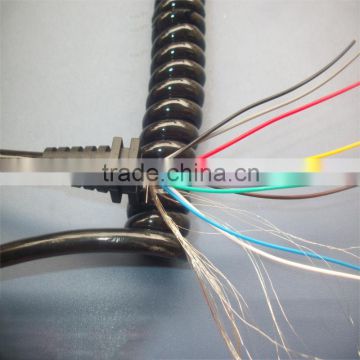 9 core wire copper retractable coiled wire strain relief available