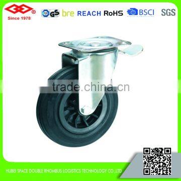 150mm-200mm Black rubber casters with plastic center