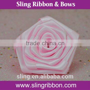 Pink Satin Ribbon Handmade Flowers