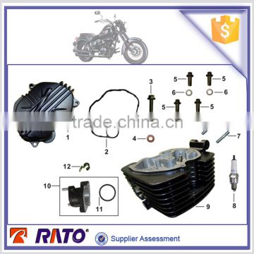 Motorcycle engine parts cylinder head and spark plug