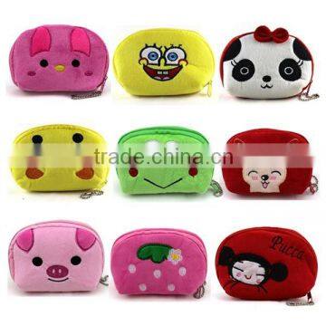 Mix design wholesale plush cute cartoon coin bag,coin bag