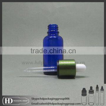 Factory supplier 30ml eliquid blue glass dropper bottle with child proof cap