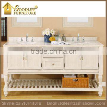 America Style Bathroom Vanity Double Sinks with Marble Top