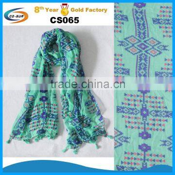 New 2015 fashion lady scarf , geometry printing voile scarf