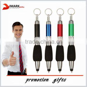 2016Plastic Hanger Stylus Pen With Key Ring/thick rubber gripper touch pen