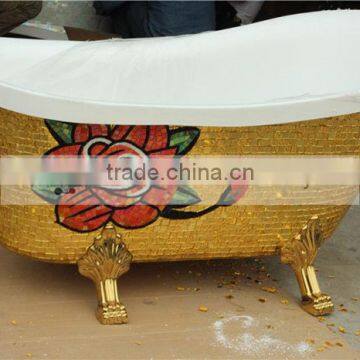 MB PBT-SL-G02 luxurious bathroom decor golden mosaic small bathtub mosaic bathtub