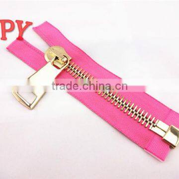 15# gold teeth metal zipper for leather jacket