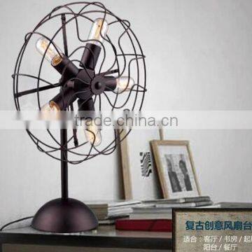 Five Lampholders Desk Lamp Fan Lamp Metal In Black Finish Living Room Bedroom Dining Room Table Lamp