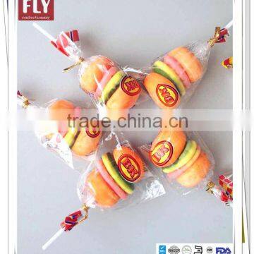 Bag packing burger shape sweet jelly lollipop gummy pops