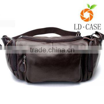 Vintage Style black Color Leather Men's Waist Bag with Adjustable Belt bag