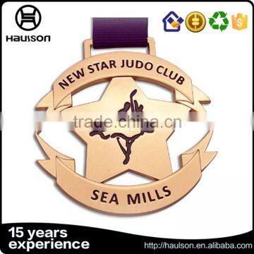 Wholesale Custom Diecast Soft Enamel Zinc Alloy Plating Gold Championship Judo Sport Medal With Ribbon photo-6