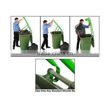 Wheelie bin compactor rubbish bag squash product assenbled garbage