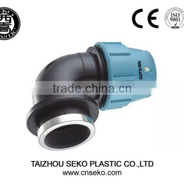 All size available top supplier PP compression pipe fittings water fluid quick 90 deg female elbow