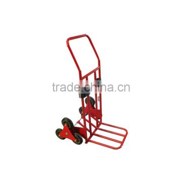 Stair climbing hand trolley with six wheels