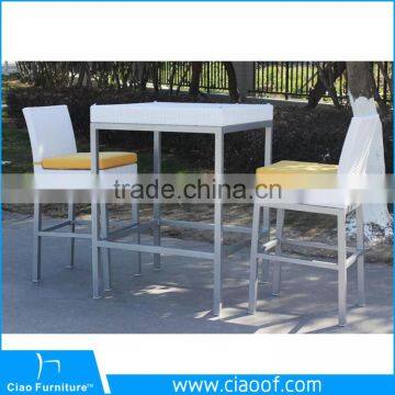 Hot sell Aluminum outdoor white rattan bar furniture