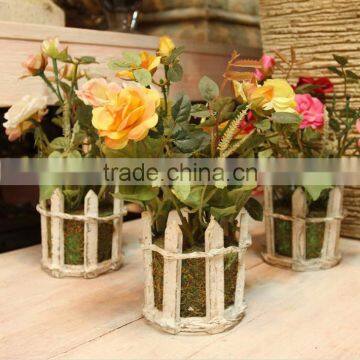 Vivid Home Table Wedding Decor Silk Flowers Artificial Potted Roses photo-2