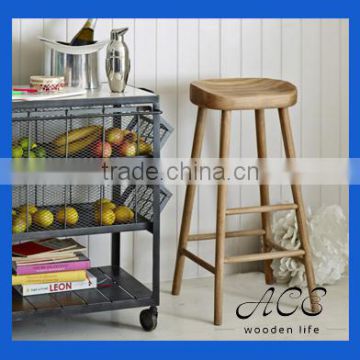 Rustic Solid Wooden Long Leg Stool