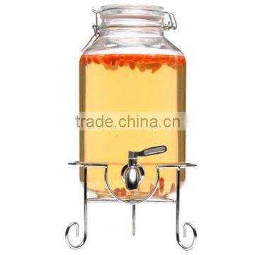 Glass Mason Jar Beverage Drink Dispenser With Metal Stand and Tap photo-5