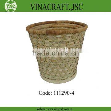 Natural bamboo waste basket