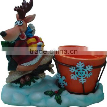 polyresin crafts deer sledding christmas garden decoration