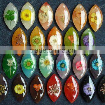 Mix Color Teardrop Real Flower Necklace Pendant photo-2