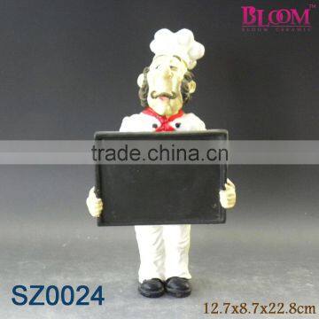 Hot selling chef polyresin figurine with menu board