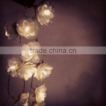 White Rose Flower Garland Fairy and String Lights Wedding Decor