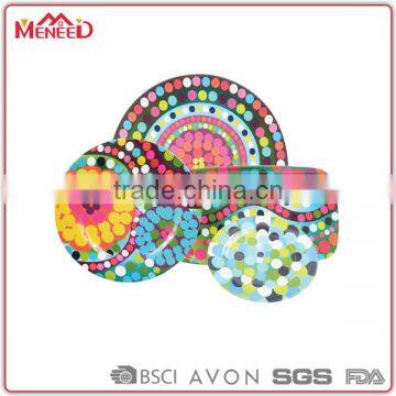 Wholesale 4 pcs adventruous design colorful polka dot decorative melamine ukraine dinnerware set