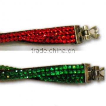 Rhinestone Bracelet With Zinc Alloy Locking Part, Hot Sale Gift Leather With Crystal Gem Decoration photo-6