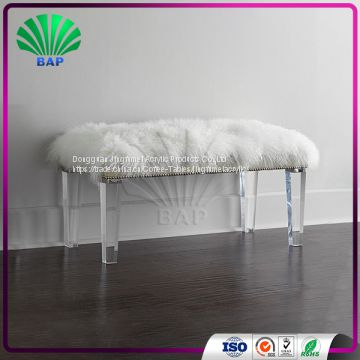 Luxury White Velvet Sofa Artificial Fur Cushion Bench Portable Sofa Bed Dressing Table Bench