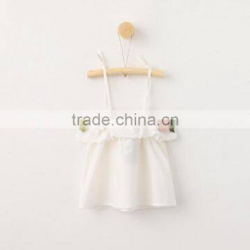 2017 Wholesale High Quality Girls Spaghetti Strap Vest With Embroidered Lace Layer Frill photo-2