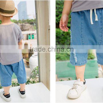 Wholsale Children clothing Washed denim boy hole casual shorts