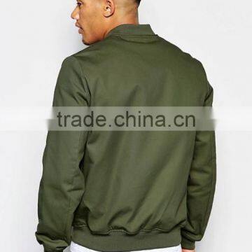 2017 Best Price High Quality New Design Durable 100% Cotton Green Baseball Collar Ribbed Cuffs Running Casual Men BomberJacket photo-2