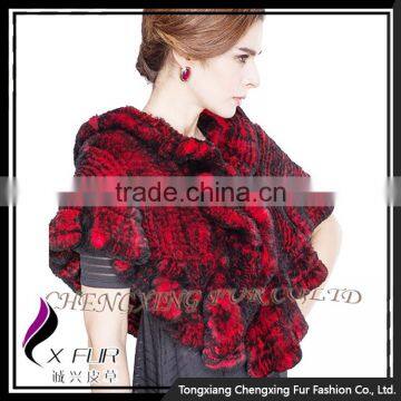 CX-B-128A China Supplier Knitted Rabbit Fur Women's Shawl/ Poncho photo-5
