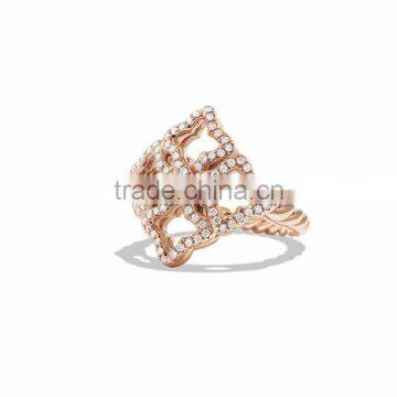 CZ Studded Rose Gold Plated Big Ring