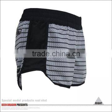 Dark Grey Strip Female Running Shorts Zip Style Mma Shorts photo-5