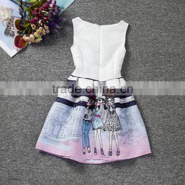 Baby Girl Party Dress Children Frocks Designs Kids Printing Dress#F0066 photo-3
