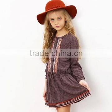 Fall Boutique Girl Clothing Vintage Long Sleeve 100% Cotton Casual Girl Child Dress Custom High Quality photo-3